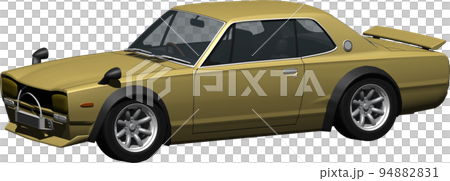 Hakosuka 的賽車規格 Nissan Skyline GT-R 剪輯圖像。背景透明插圖 Hakosuka 的賽車規格 Nissan Skyline GT-R 剪輯圖像。背景透明插圖 94882831