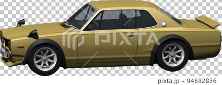 Hakosuka 的賽車規格 Nissan Skyline GT-R 剪輯圖像。背景透明插圖 Hakosuka 的賽車規格 Nissan Skyline GT-R 剪輯圖像。背景透明插圖 94882836