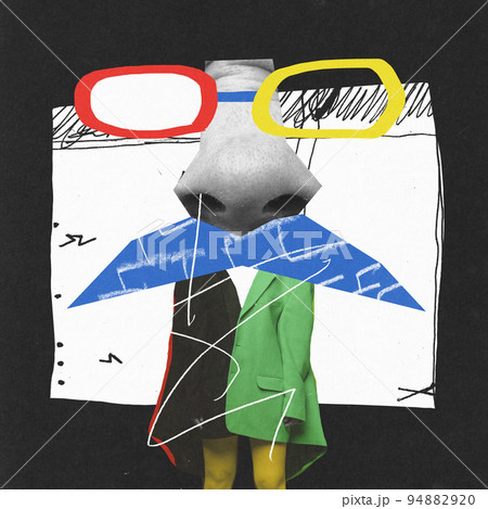 Contemporary art collage. Conceptual creative design symbolizing manager's control over working process Contemporary art collage. Conceptual creative design symbolizing manager's control over working process 94882920