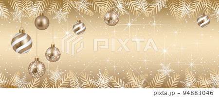 クリスマスボールのテキストスペース付きシームレスな金色の背景 94883046