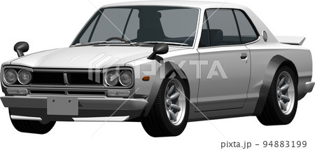 大人気のハコスカ、日産スカイラインGT－Rの切抜き画像。背景透明イラスト 94883199