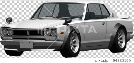 大人気のハコスカ、日産スカイラインGT－Rの切抜き画像。背景透明イラスト 94883199