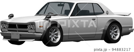 大人気のハコスカ、日産スカイラインGT－Rの切抜き画像。背景透明イラスト 94883217