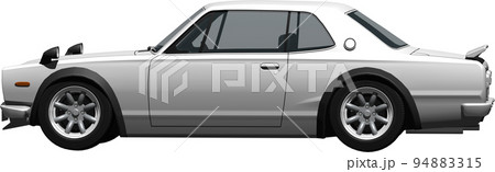 大人気のハコスカ、日産スカイラインGT-Rの切抜き画像。背景透明イラスト 大人気のハコスカ、日産スカイラインGT-Rの切抜き画像。背景透明イラスト 94883315