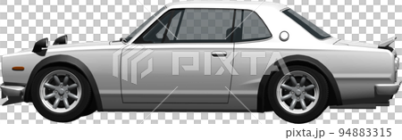 廣受歡迎的 Hakosuka,Nissan Skyline GT-R 的裁剪圖像。背景透明插圖 廣受歡迎的 Hakosuka,Nissan Skyline GT-R 的裁剪圖像。背景透明插圖 94883315