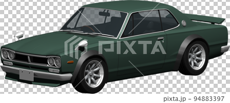 廣受歡迎的 Hakosuka，Nissan Skyline GT-R 的裁剪圖像。背景透明插圖 94883397