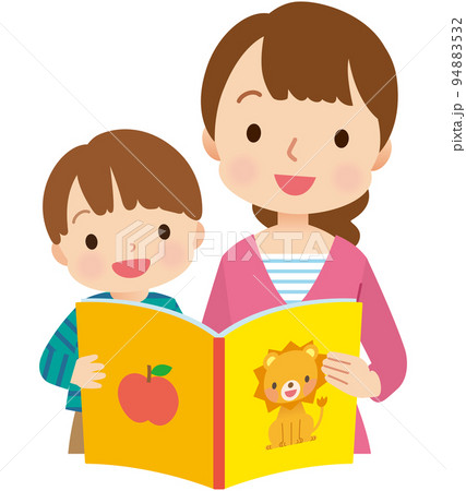 絵本を読む親子　子育て 94883532