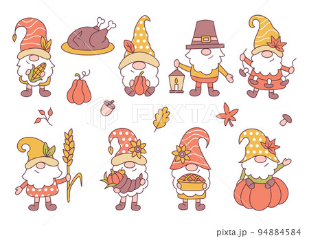 Cute autumn gnomes set. Thanksgiving characters. 94884584