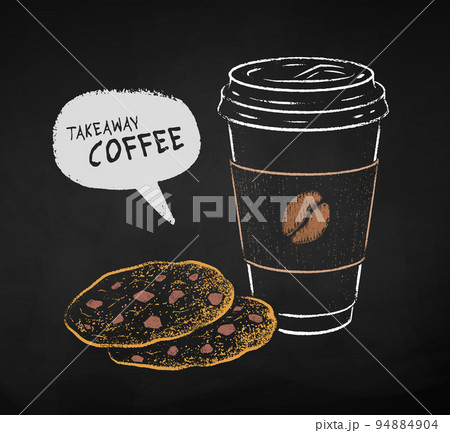 Coffee cup and chocolate chip cookies 94884904