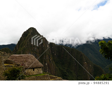 Aerial Panoramic view to Machu Picchu archaeological site and Huayna Picchu mountain , Cuzco, Peru Aerial Panoramic view to Machu Picchu archaeological site and Huayna Picchu mountain , Cuzco, Peru 94885291