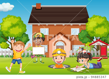 House scene with many kids House scene with many kids 94885347