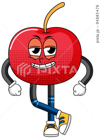 Cherry cartoon character on white background 94885476
