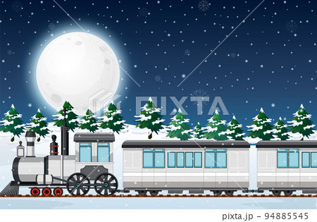 Outdoor scene with a steam locomotive train Outdoor scene with a steam locomotive train 94885545