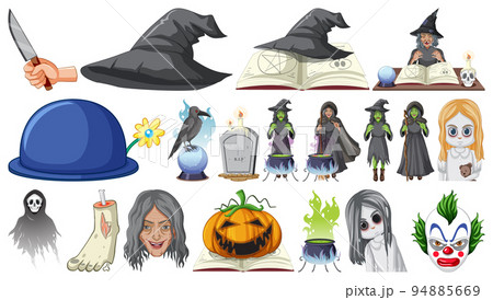Halloween set with witch and zombie 94885669