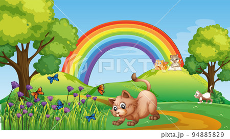 Set of different domestic animals in nature park 94885829