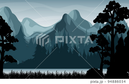 Silhouette shadow of forest scene Silhouette shadow of forest scene 94886034