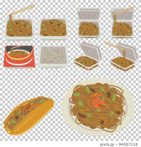 焼きそばセット　ベクターイラスト 94887118