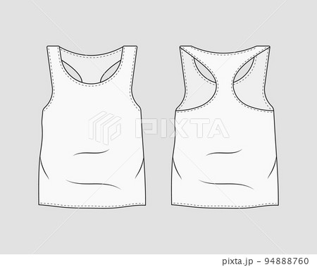 Sleeveless white tshirt template front and back view Sleeveless white tshirt template front and back view 94888760