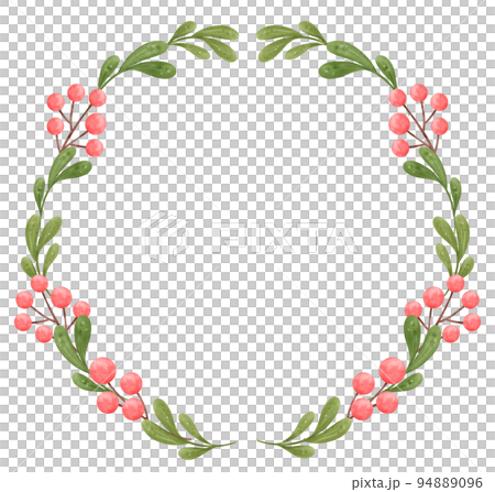 Christmas wreath circle frame watercolor illustration Christmas wreath circle frame watercolor illustration 94889096
