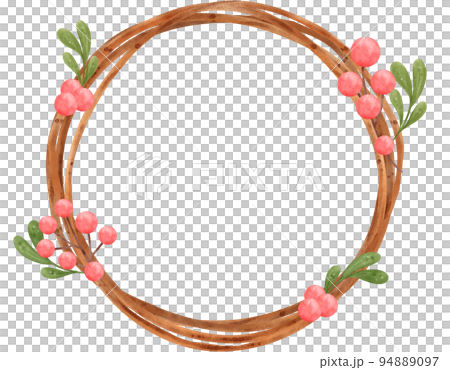 Christmas wreath circle frame watercolor illustration Christmas wreath circle frame watercolor illustration 94889097