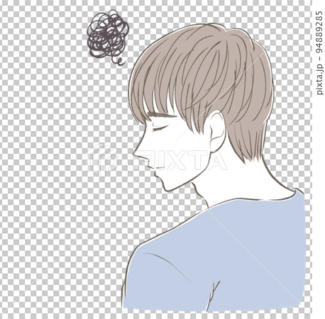 A man in plain clothes who is worried about his profile with his back turned 94889285