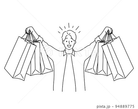 Happy man with numerous shopping bags 94889775