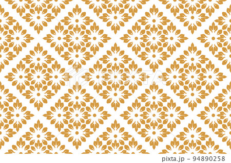 Flower geometric pattern. Seamless vector background. White and gold ornament Flower geometric pattern. Seamless vector background. White and gold ornament 94890258