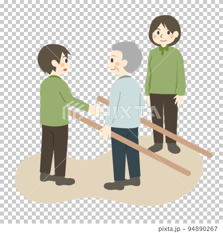 高齢者　歩行訓練　リハビリ 94890267