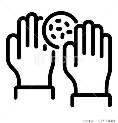 Virus on hands icon. Outline virus on hands vector icon for web design isolated on white background Virus on hands icon. Outline virus on hands vector icon for web design isolated on white background 94890664