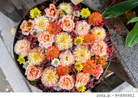 野見神社　手水舎　花手水 94890902