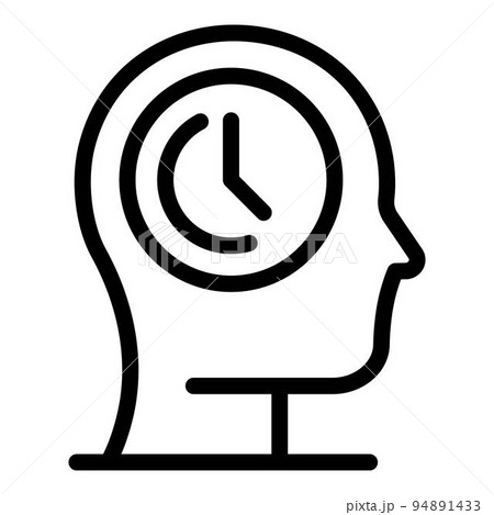 Head think time icon. Outline head think time vector icon for web design isolated on white background 94891433
