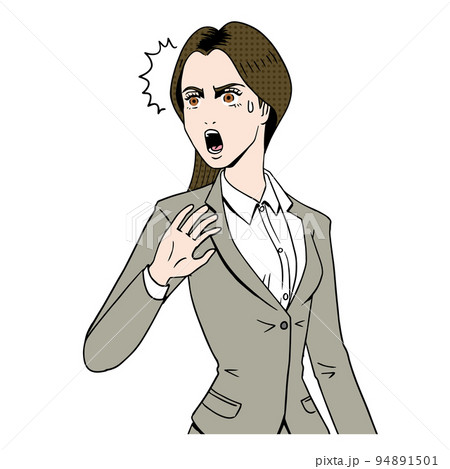 びっくりする女性のビジネスマン びっくりする女性のビジネスマン 94891501