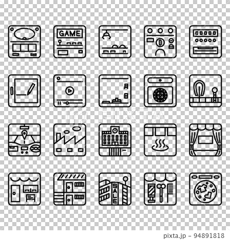 四角い線画アイコンセット 94891818