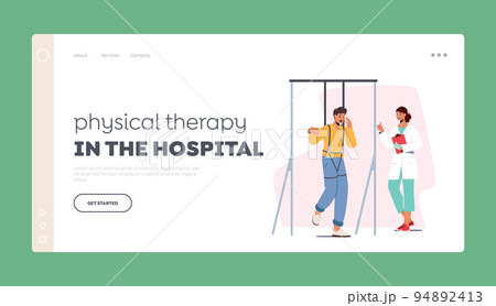 Physical Therapy in Hospital Landing Page Template. Injured Character with Disability Apply Treatment or Rehabilitation Physical Therapy in Hospital Landing Page Template. Injured Character with Disability Apply Treatment or Rehabilitation 94892413