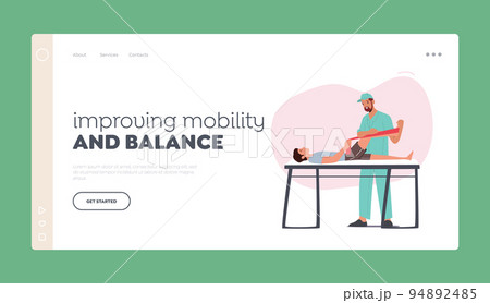 Improving Mobility and Balance Procedures Landing Page Template. Medical Rehabilitation, Physical Therapy With Patient 94892485