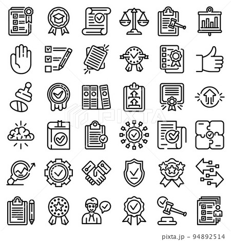 Standard icons set. Outline set of standard vector icons for web design isolated on white background 94892514