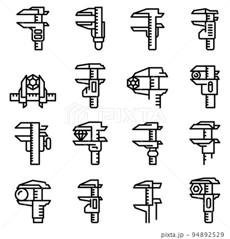 Calipers icons set. Outline set of calipers vector icons for web design isolated on white background Calipers icons set. Outline set of calipers vector icons for web design isolated on white background 94892529