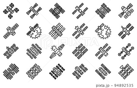 Space station icons set. Outline set of space station vector icons for web design isolated on white background 94892535
