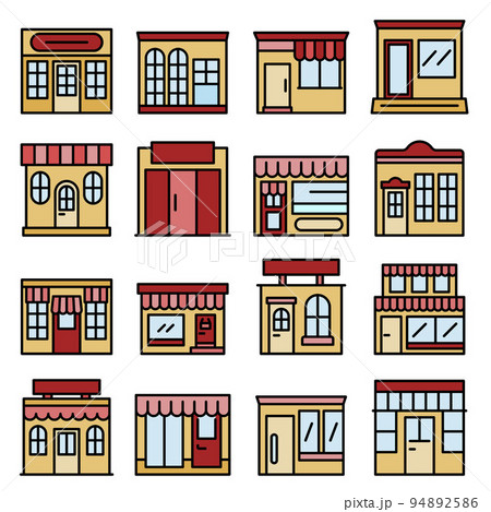 Local business icons set. Outline set of local business vector icons thin line color flat on white Local business icons set. Outline set of local business vector icons thin line color flat on white 94892586