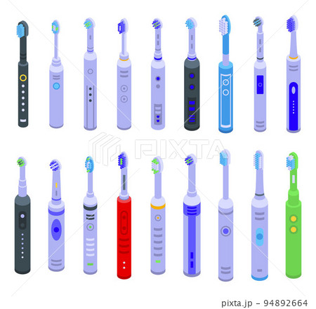 Electric toothbrush icons set. Isometric set of electric toothbrush vector icons for web design isolated on white background Electric toothbrush icons set. Isometric set of electric toothbrush vector icons for web design isolated on white background 94892664