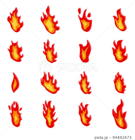 Fire flame icons set. Isometric set of fire flame vector icons for web design isolated on white background Fire flame icons set. Isometric set of fire flame vector icons for web design isolated on white background 94892673