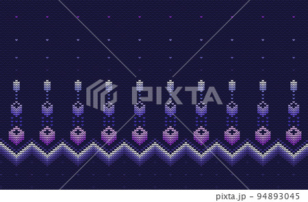 Abstract vector cross stitch aztec background, Knitted ethnic pattern, Purple and white pattern retro 94893045