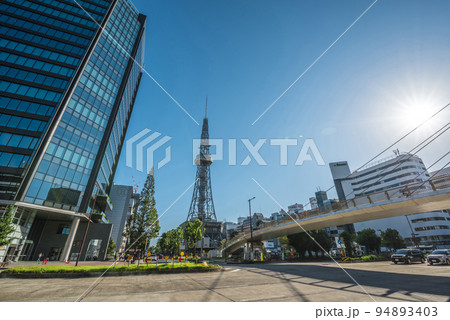 《愛知県》名古屋都市風景　名古屋テレビ塔とセントラルブリッジ 94893403