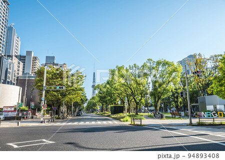 《愛知県》名古屋都市風景　並木が美しい久屋大通公園と名古屋テレビ塔 94893408