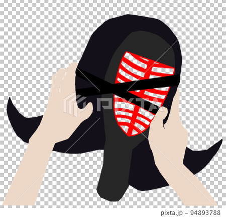 剣道の面を持つ手のベクターイラスト 94893788