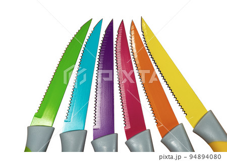 Set of Colored Table Knives Isolated on White Background 94894080