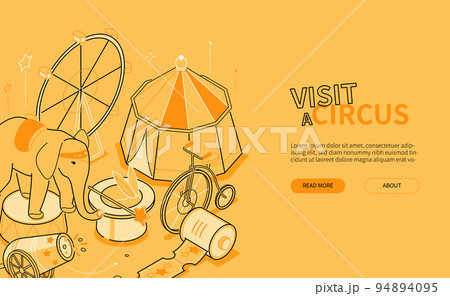 Visit a circus - line design style isometric web banner Visit a circus - line design style isometric web banner 94894095
