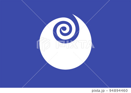 Flag of Ibaraki Prefecture (Japan) - vector, white rosebud, the prefectural flower, on a blue background 94894460