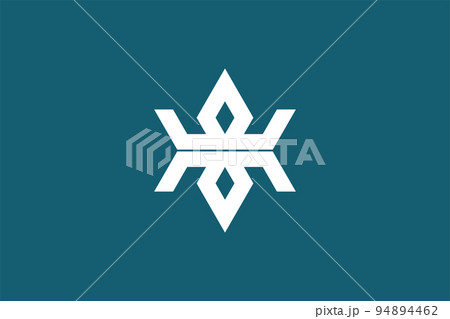 Flag of Iwate Prefecture (Japan) - vector, Stylized character (iwa) in white, centered on a grayish-blue background 94894462