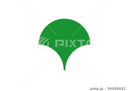 Flag of Tokyo city (Japan) - vector, Tokyo Metropolis, vivid green Metropolitan Symbol on white background, ginkgo leaf